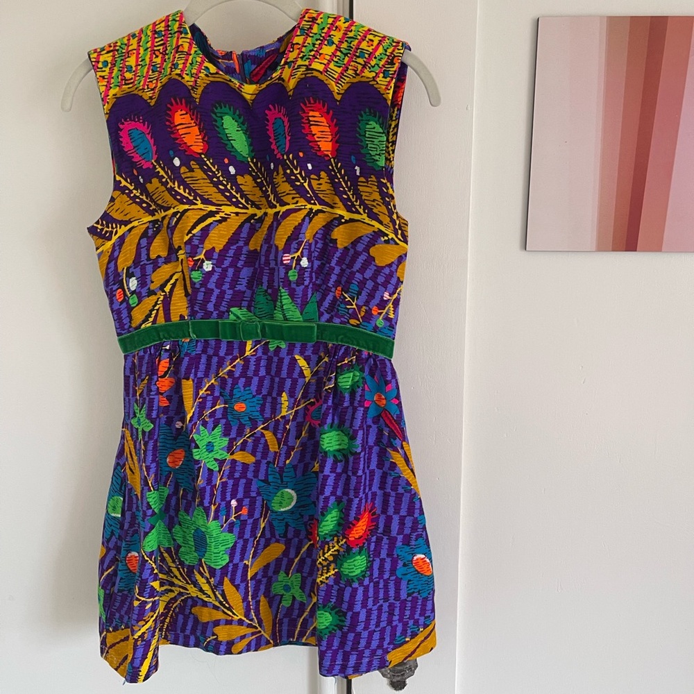 Vintage peacock print mini dress